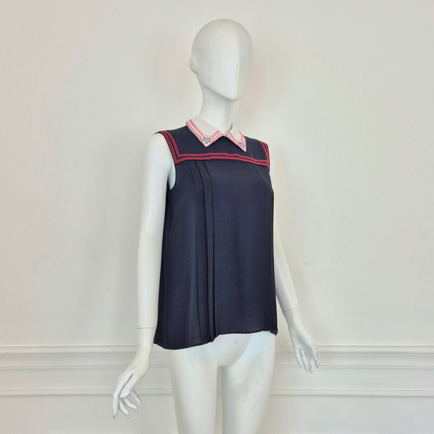 Miu Miu | Top con colletto cuori ricamati