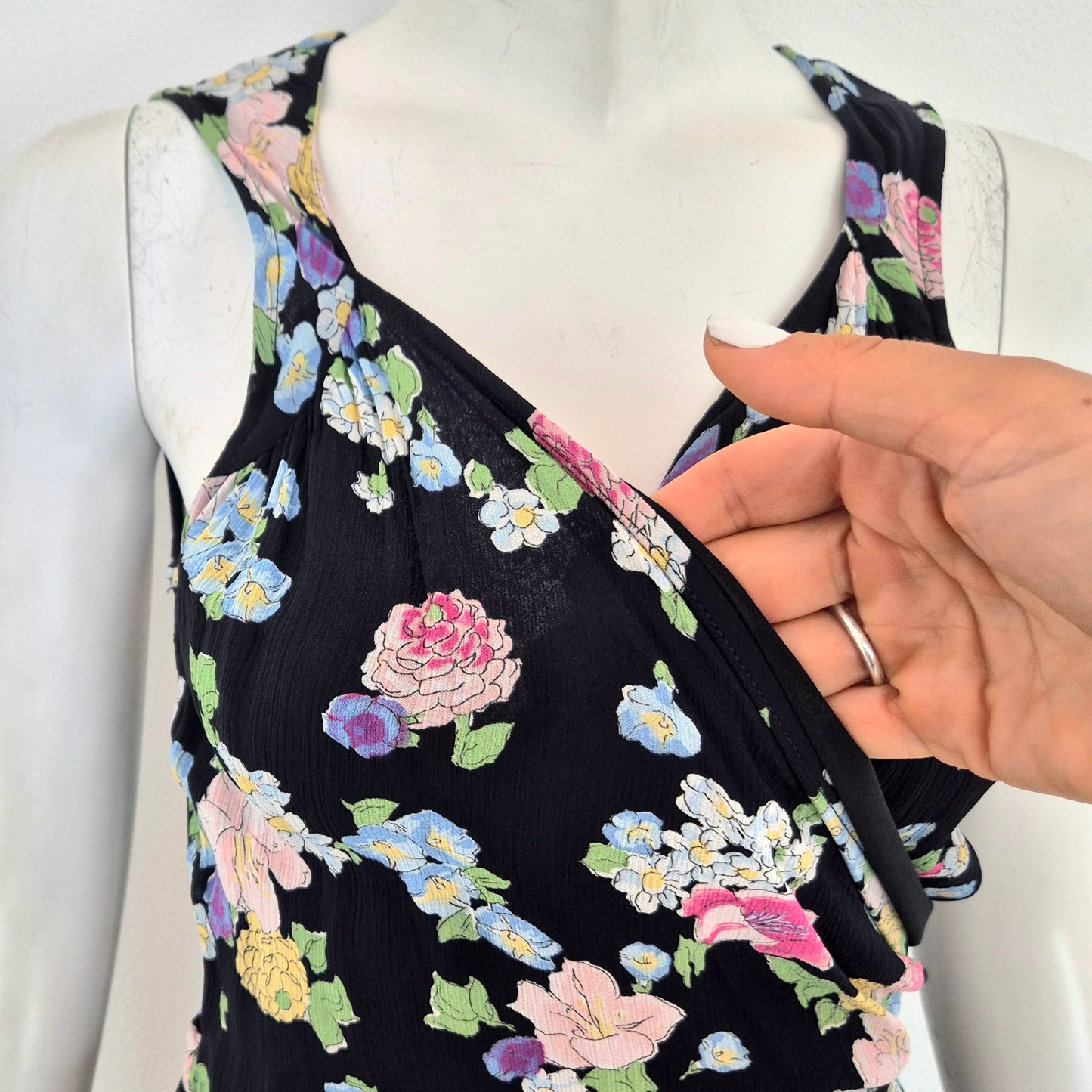 Moschino | Abito lungo stampa floreale chiusura cache coeur