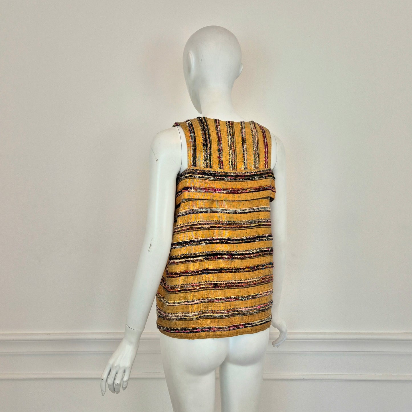 Romeo Gigli | Top oro in seta grezza con righe multicolor 1994