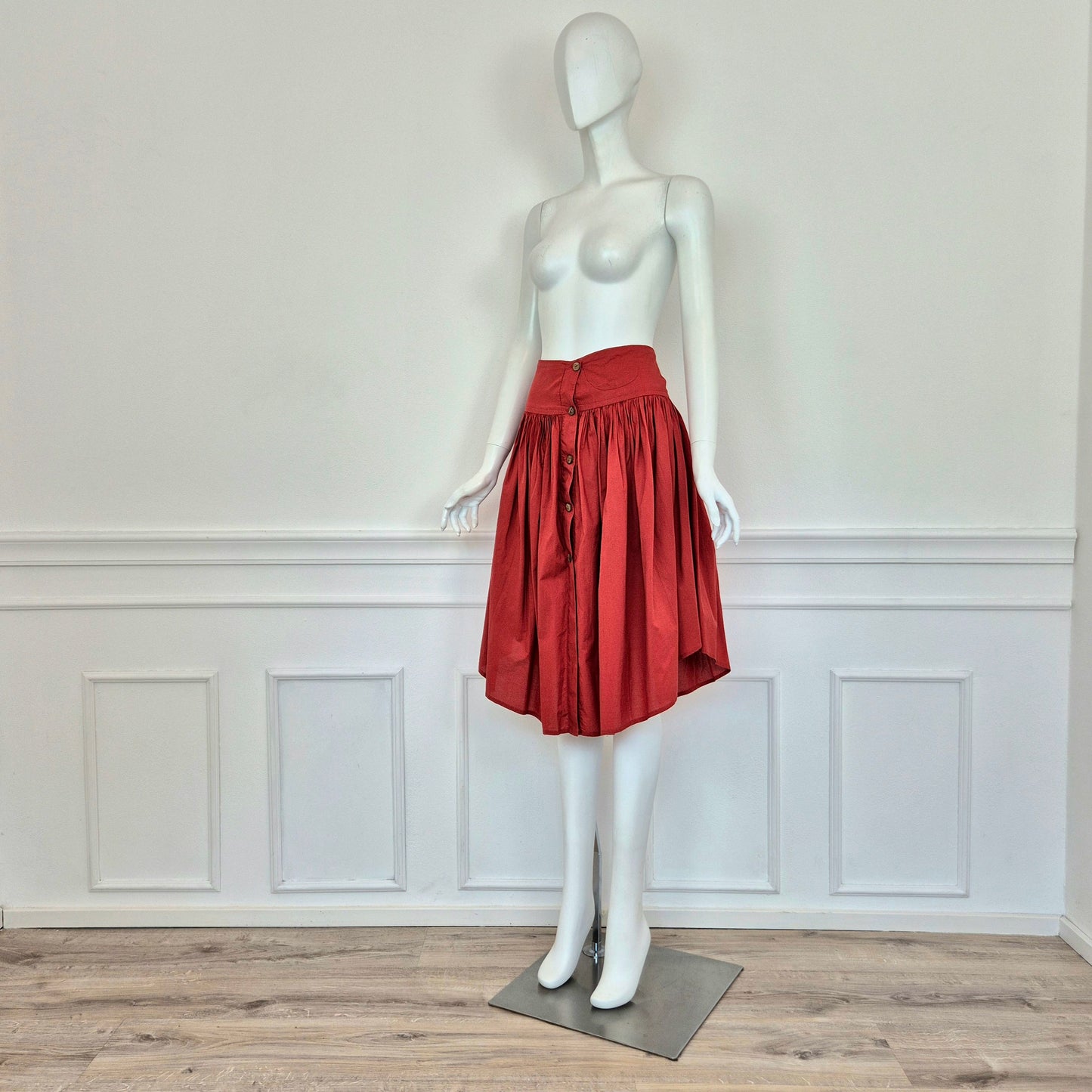 Romeo Gigli | Gonna rossa bottoni legno