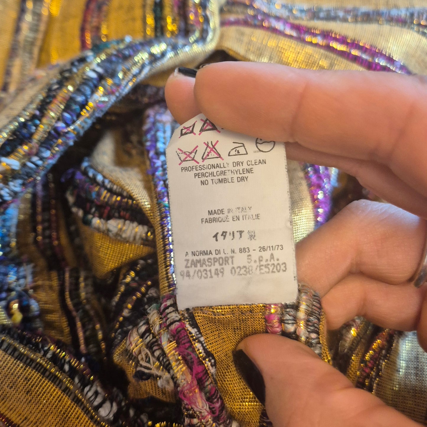 Romeo Gigli | Top oro in seta grezza con righe multicolor 1994
