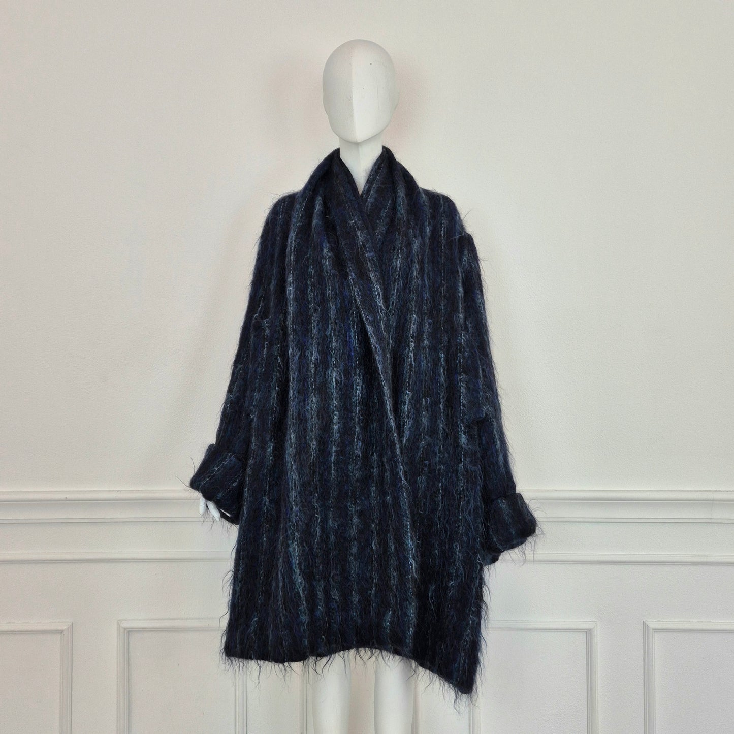 Romeo Gigli - Cappottino sfoderato lana e mohair blu 1994