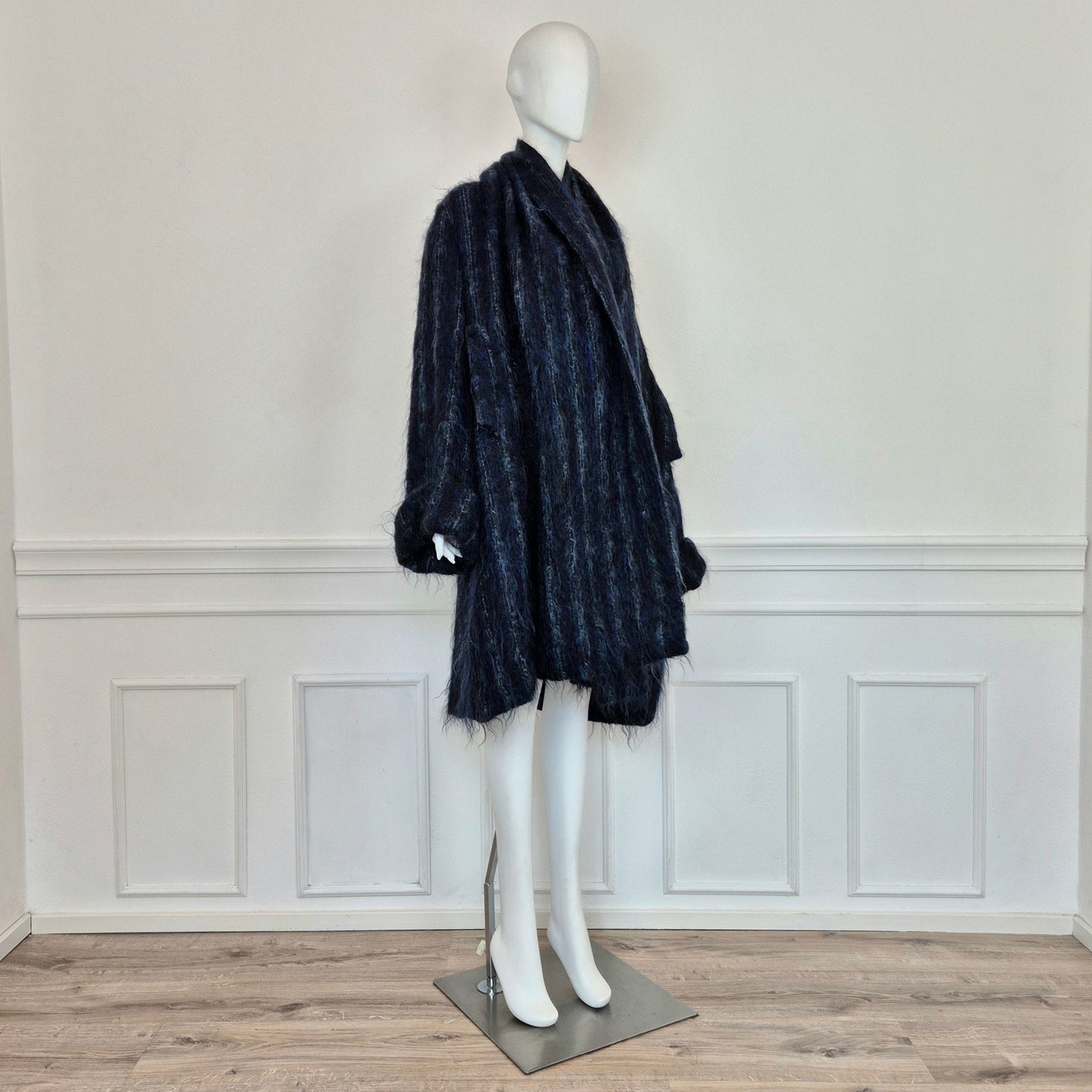 Romeo Gigli - Cappottino sfoderato lana e mohair blu 1994