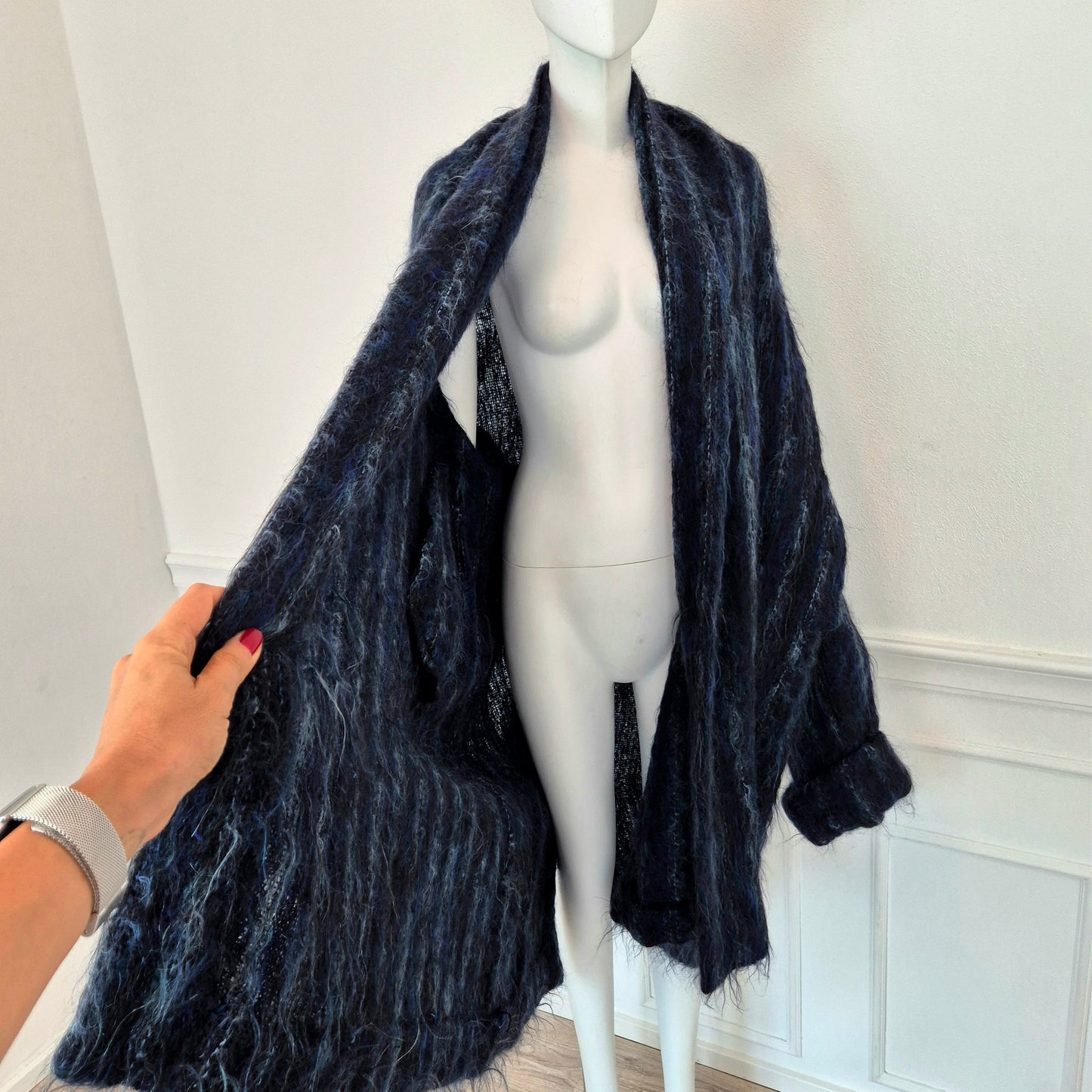 Romeo Gigli - Cappottino sfoderato lana e mohair blu 1994