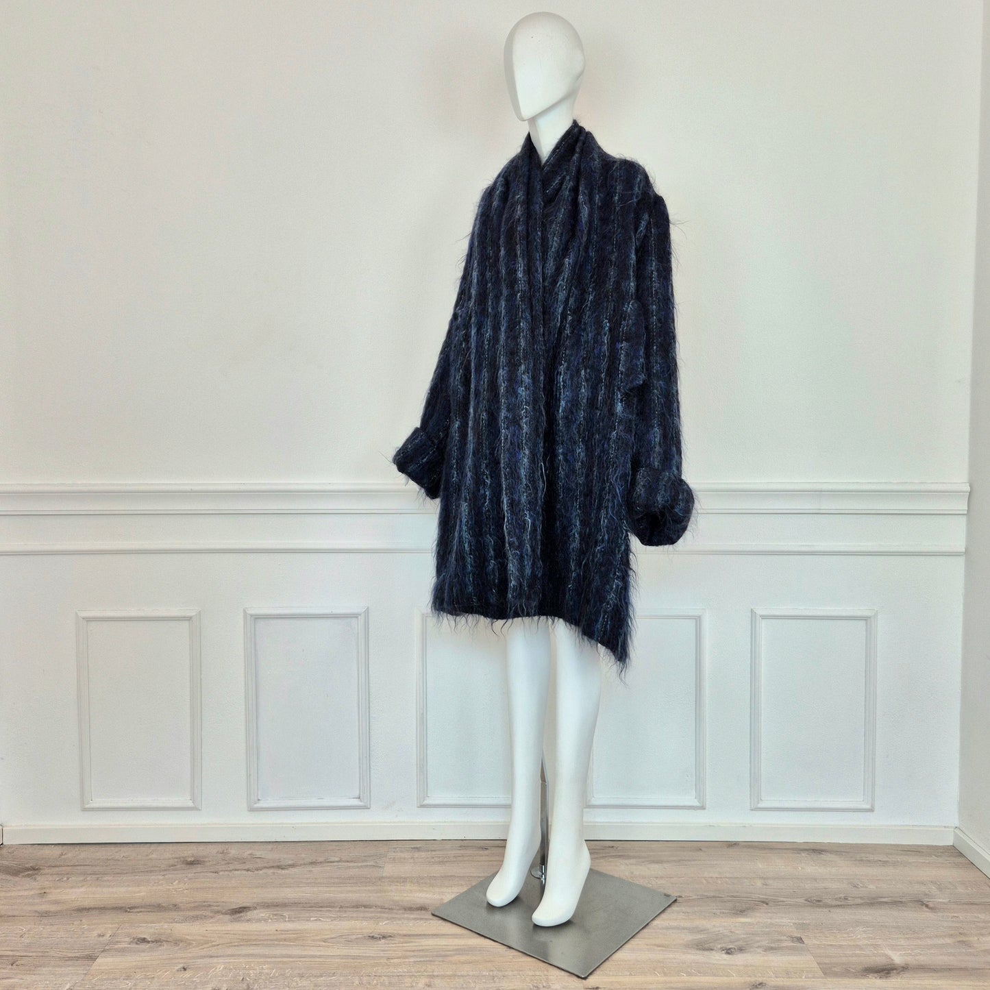 Romeo Gigli - Cappottino sfoderato lana e mohair blu 1994
