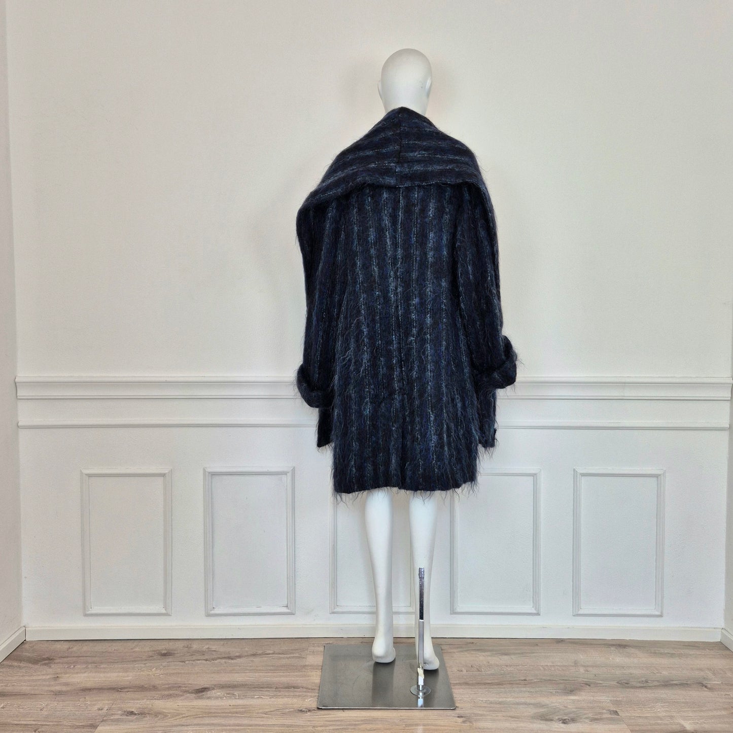 Romeo Gigli - Cappottino sfoderato lana e mohair blu 1994
