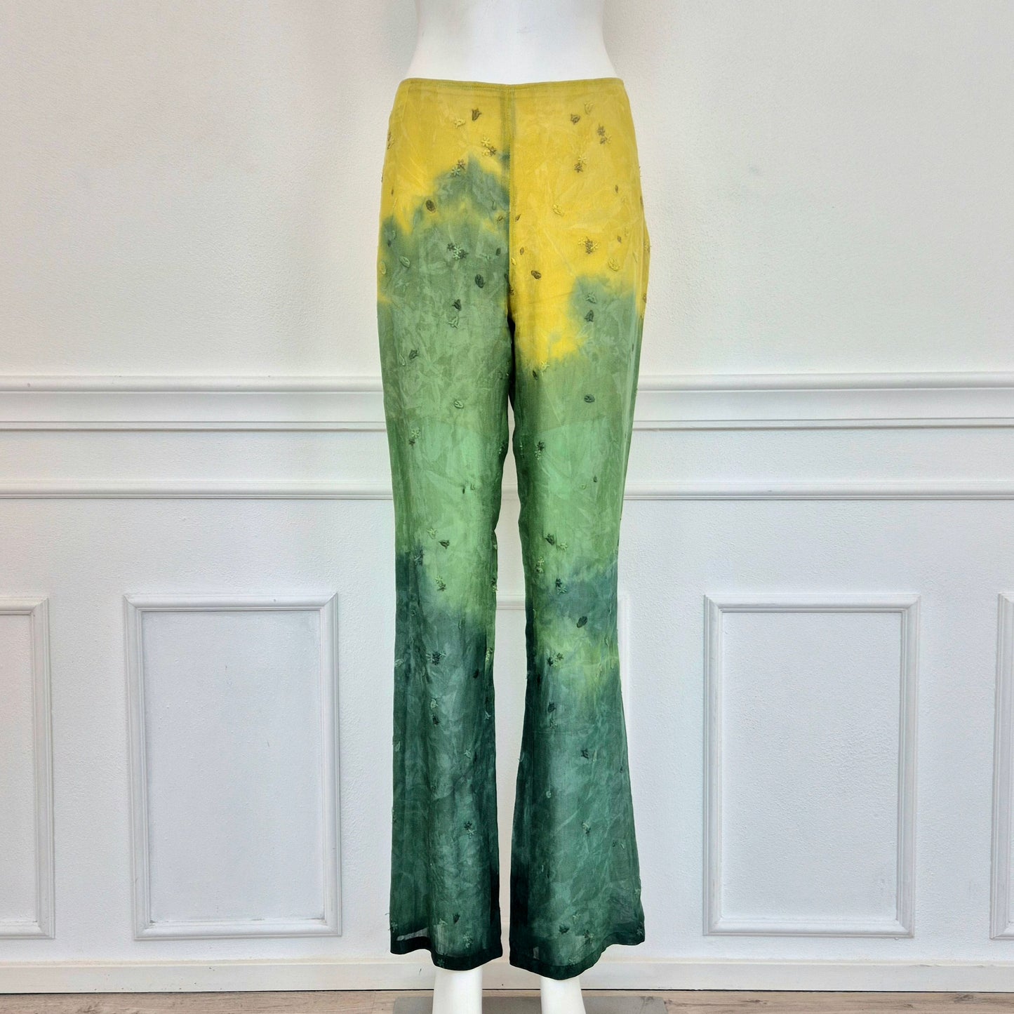 Romeo Gigli | Pantaloni gialli e verdi con ricami