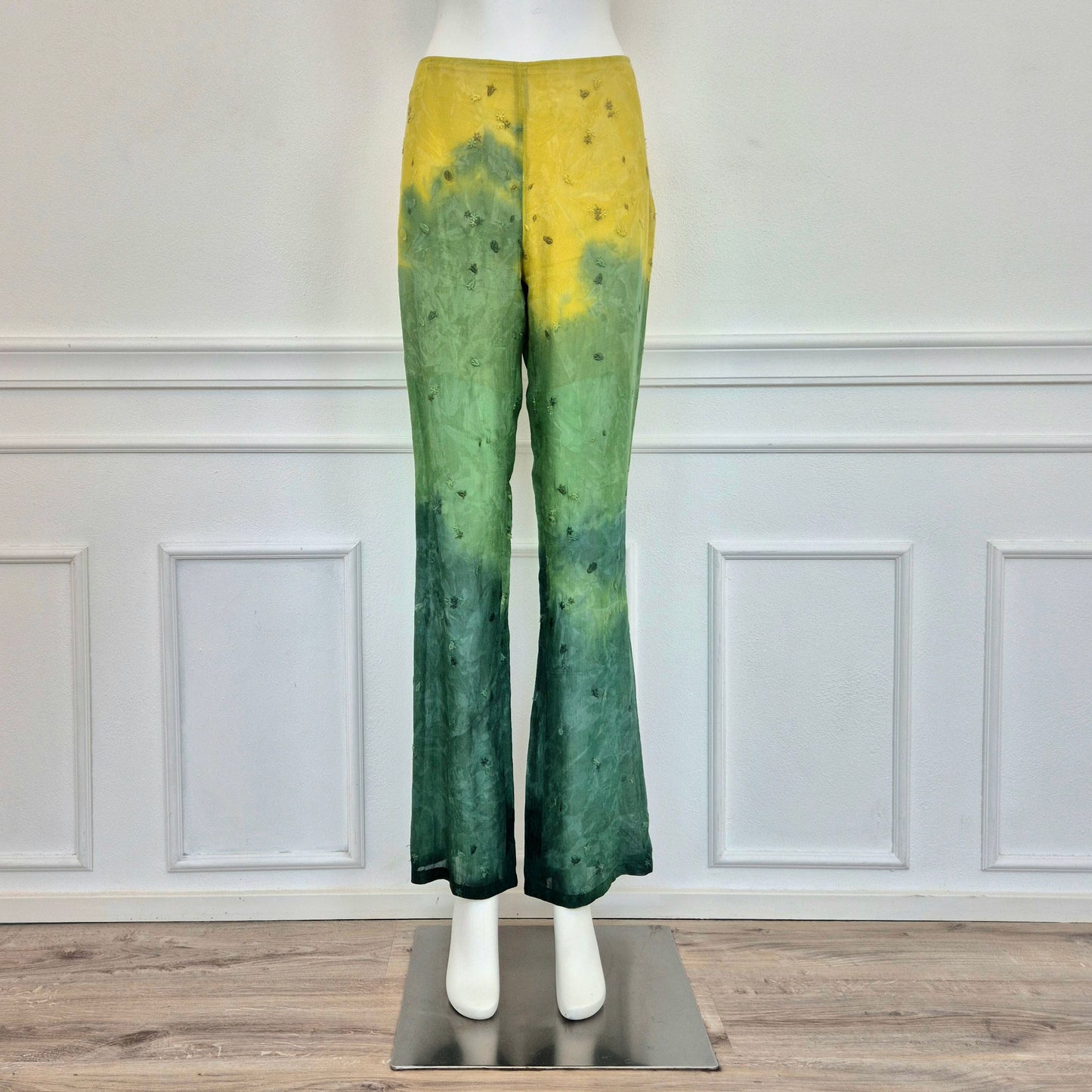 Romeo Gigli | Pantaloni gialli e verdi con ricami