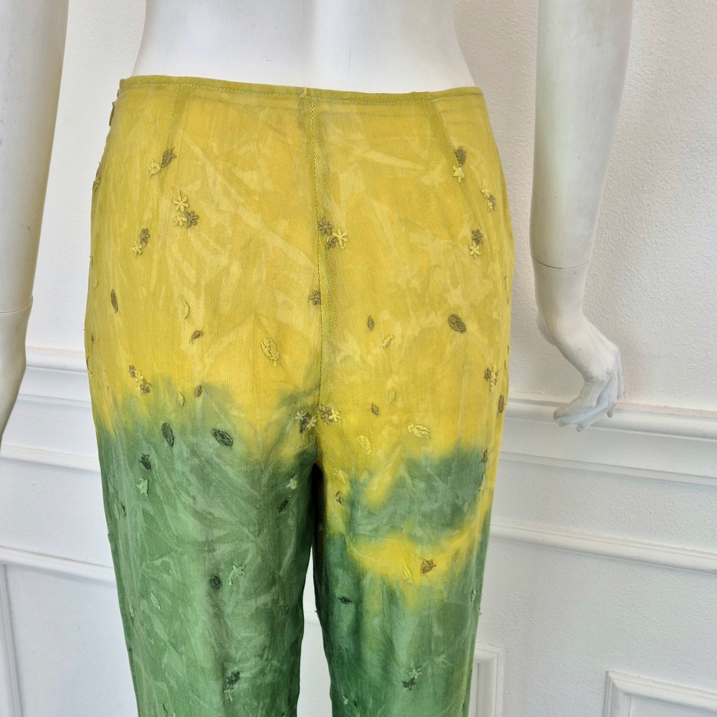 Romeo Gigli | Pantaloni gialli e verdi con ricami