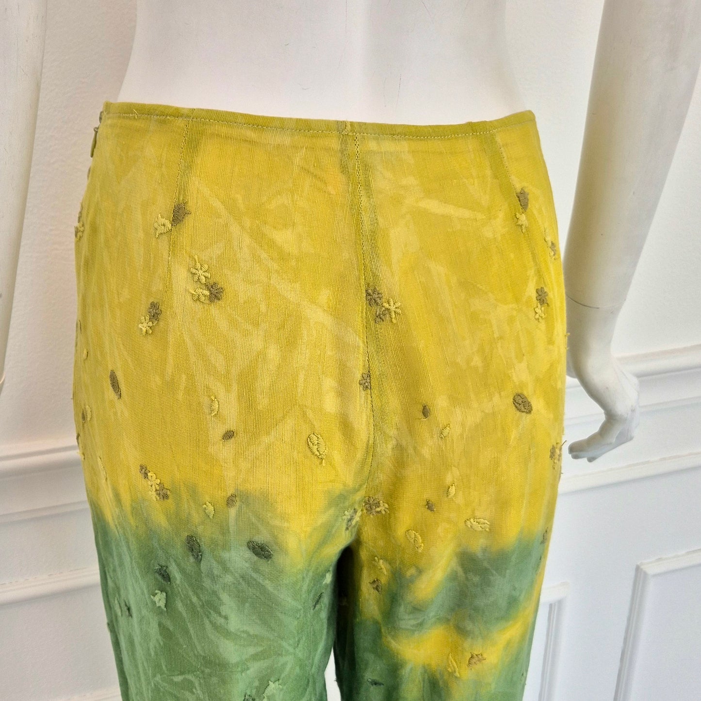 Romeo Gigli | Pantaloni gialli e verdi con ricami