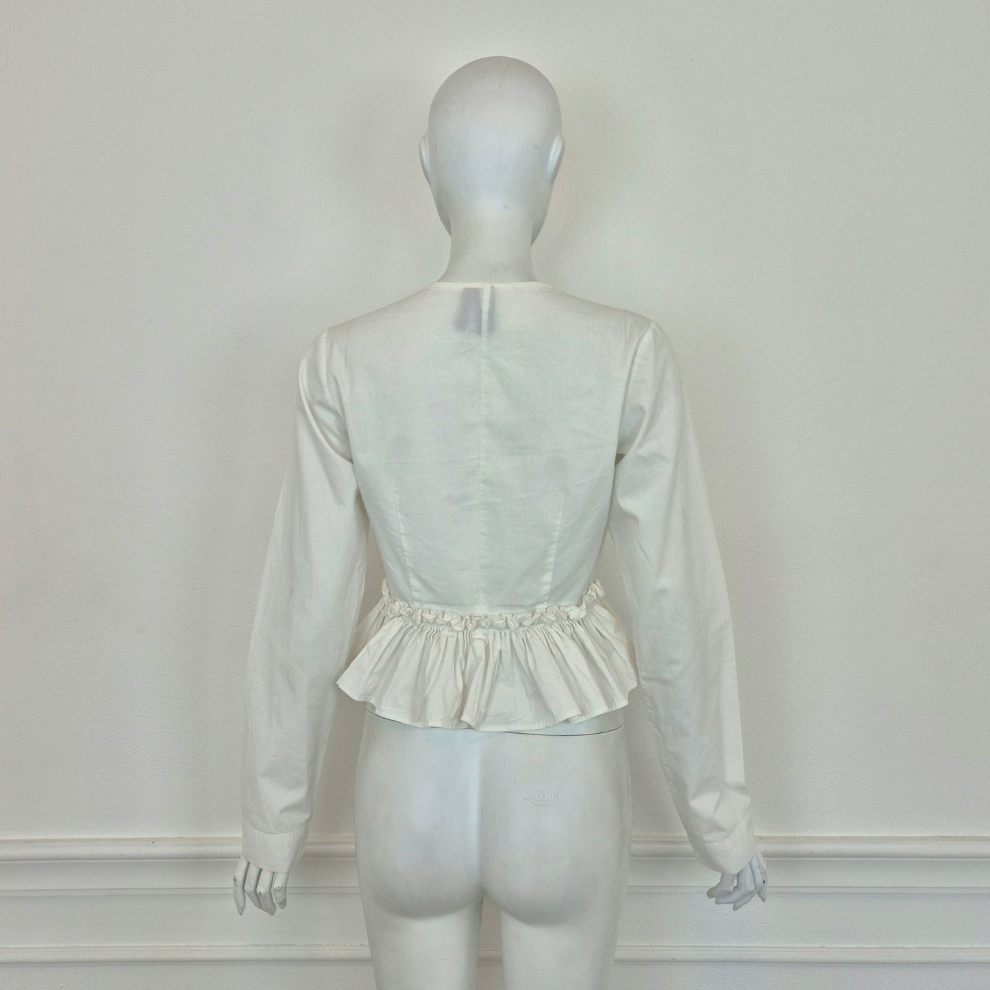 Romeo Gigli | Camicia bianca con balza e scollo quadrato