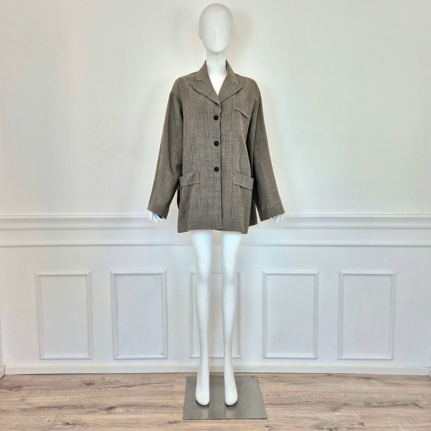 Romeo Gigli | Giacca oversize fresco lana righe 1996