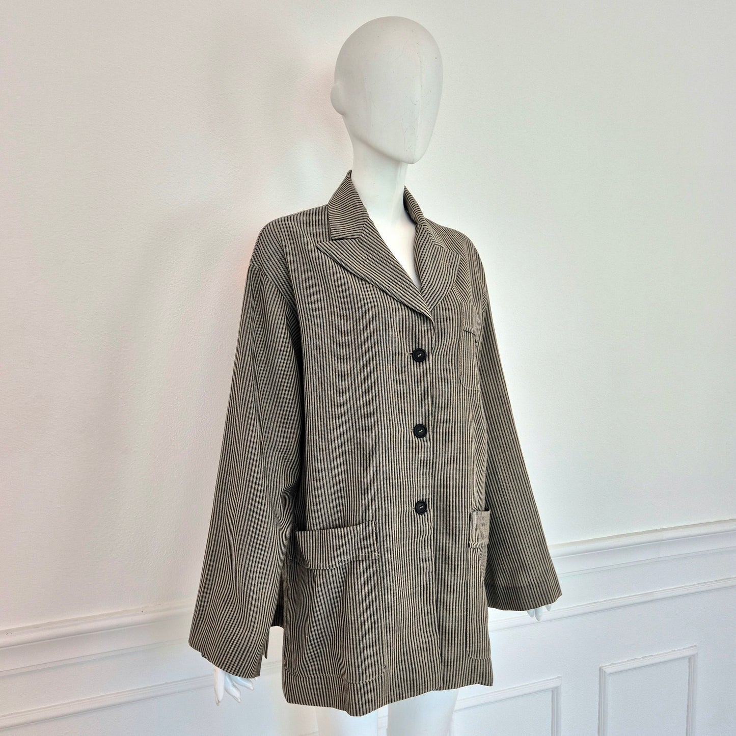 Romeo Gigli | Giacca oversize fresco lana righe 1996