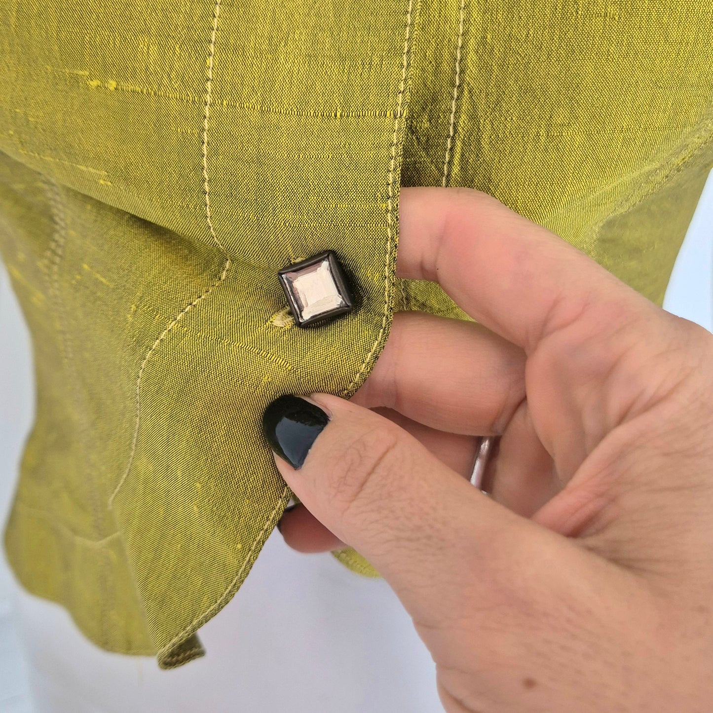 Romeo Gigli | Camicia maniche corte in seta grezza verde mela