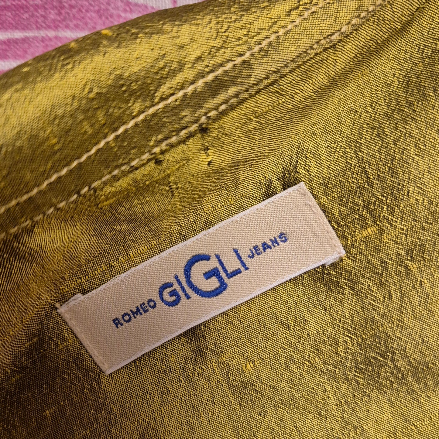 Romeo Gigli | Camicia maniche corte in seta grezza verde mela