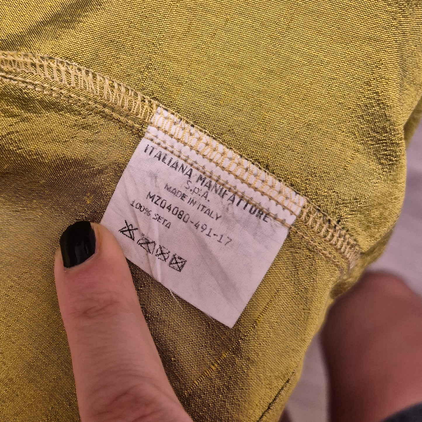 Romeo Gigli | Camicia maniche corte in seta grezza verde mela