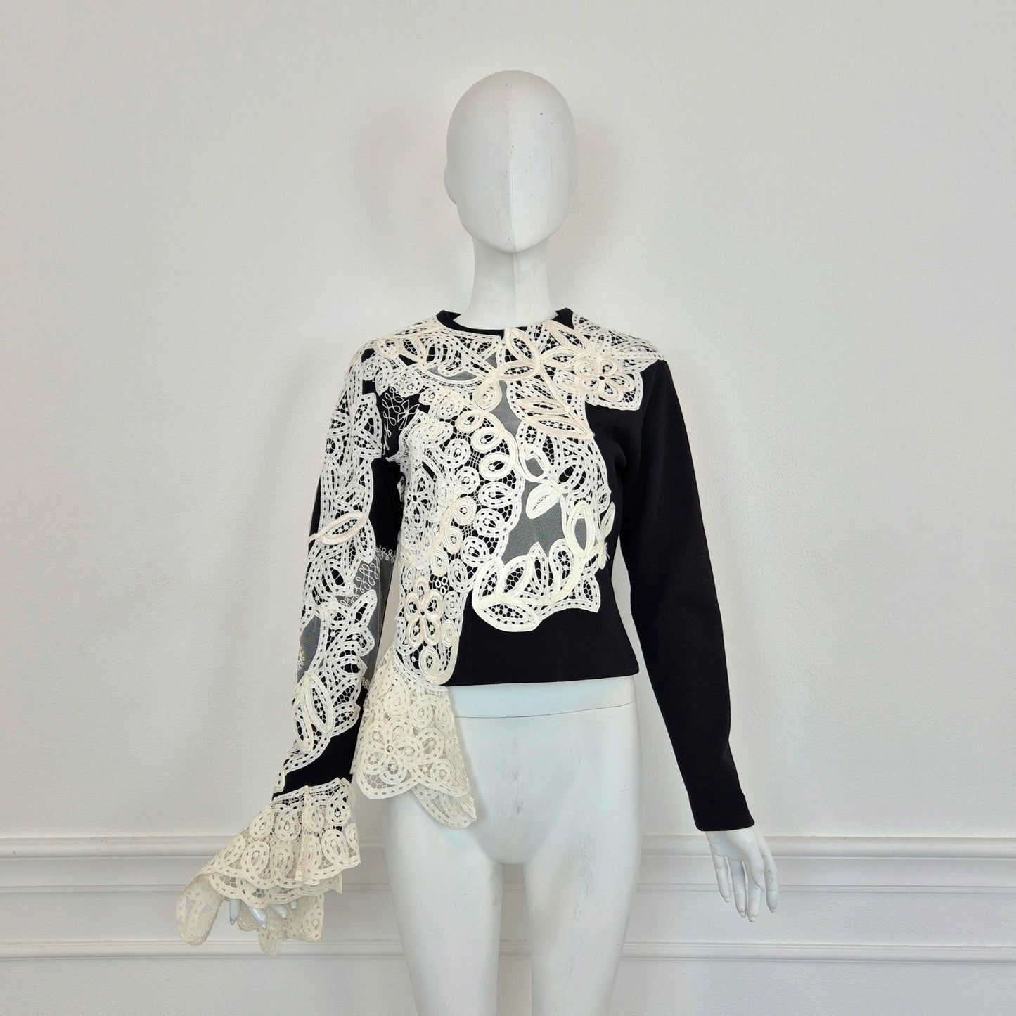 Gianfranco Ferré | Top in lana con inserti in pizzo fw 1988