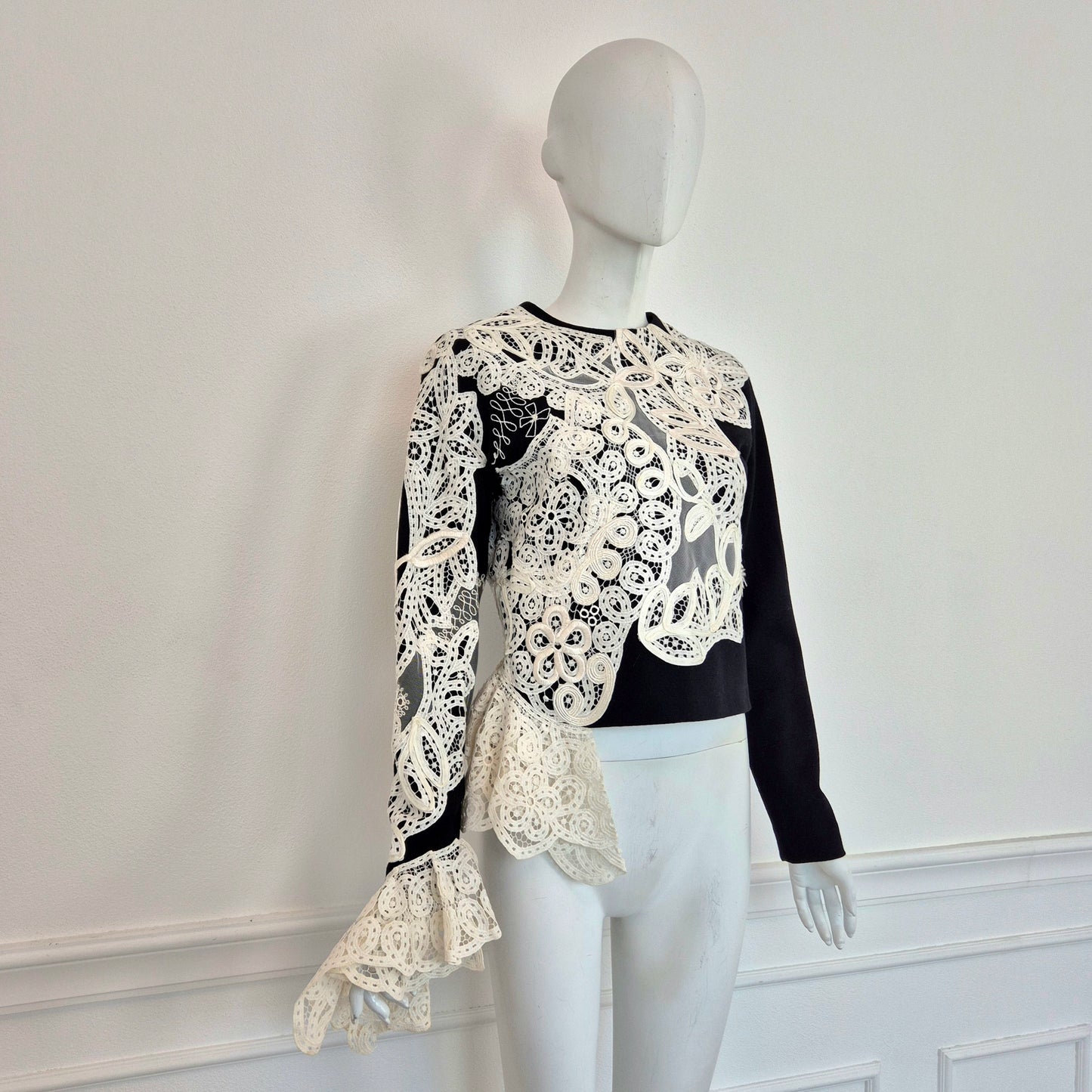 Gianfranco Ferré | Top in lana con inserti in pizzo fw 1988
