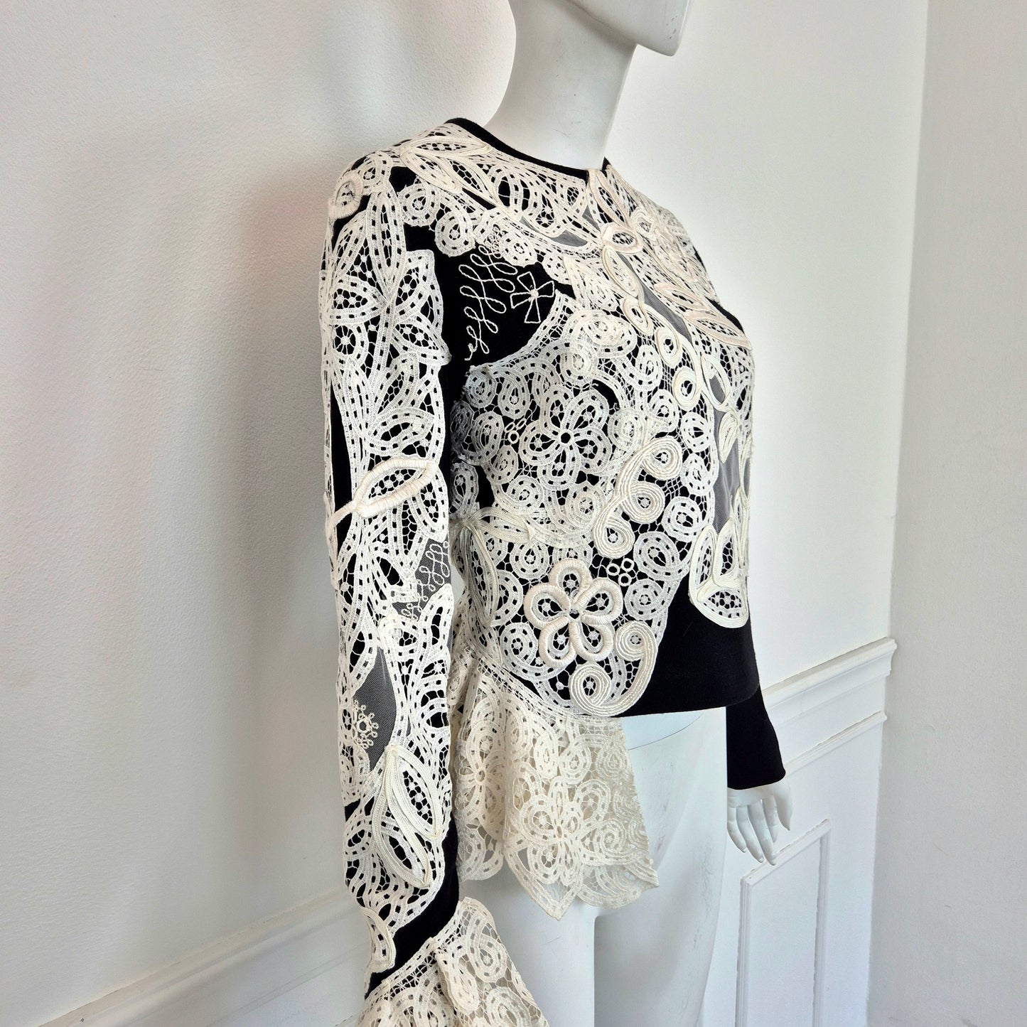 Gianfranco Ferré | Top in lana con inserti in pizzo fw 1988