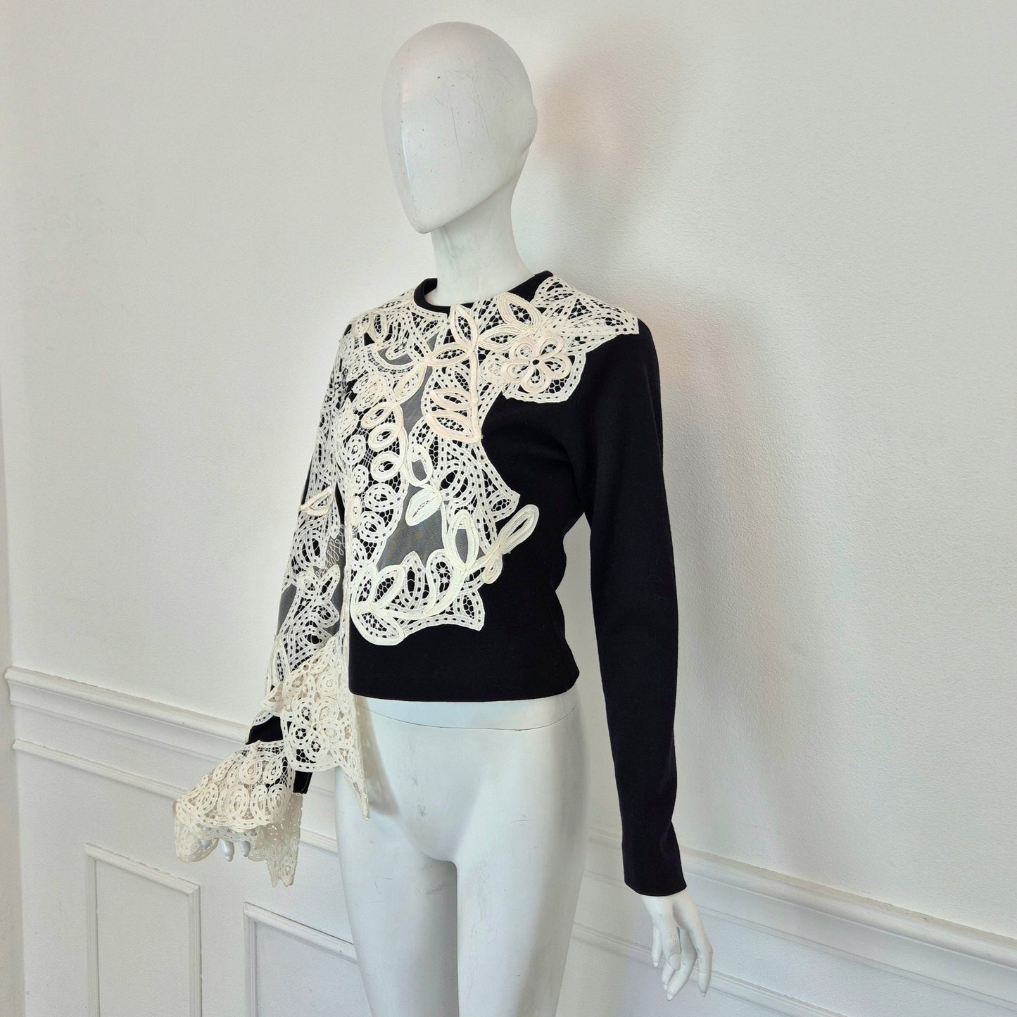 Gianfranco Ferré | Top in lana con inserti in pizzo fw 1988