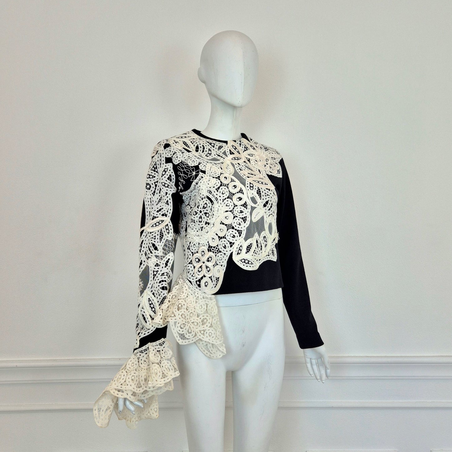 Gianfranco Ferré | Top in lana con inserti in pizzo fw 1988