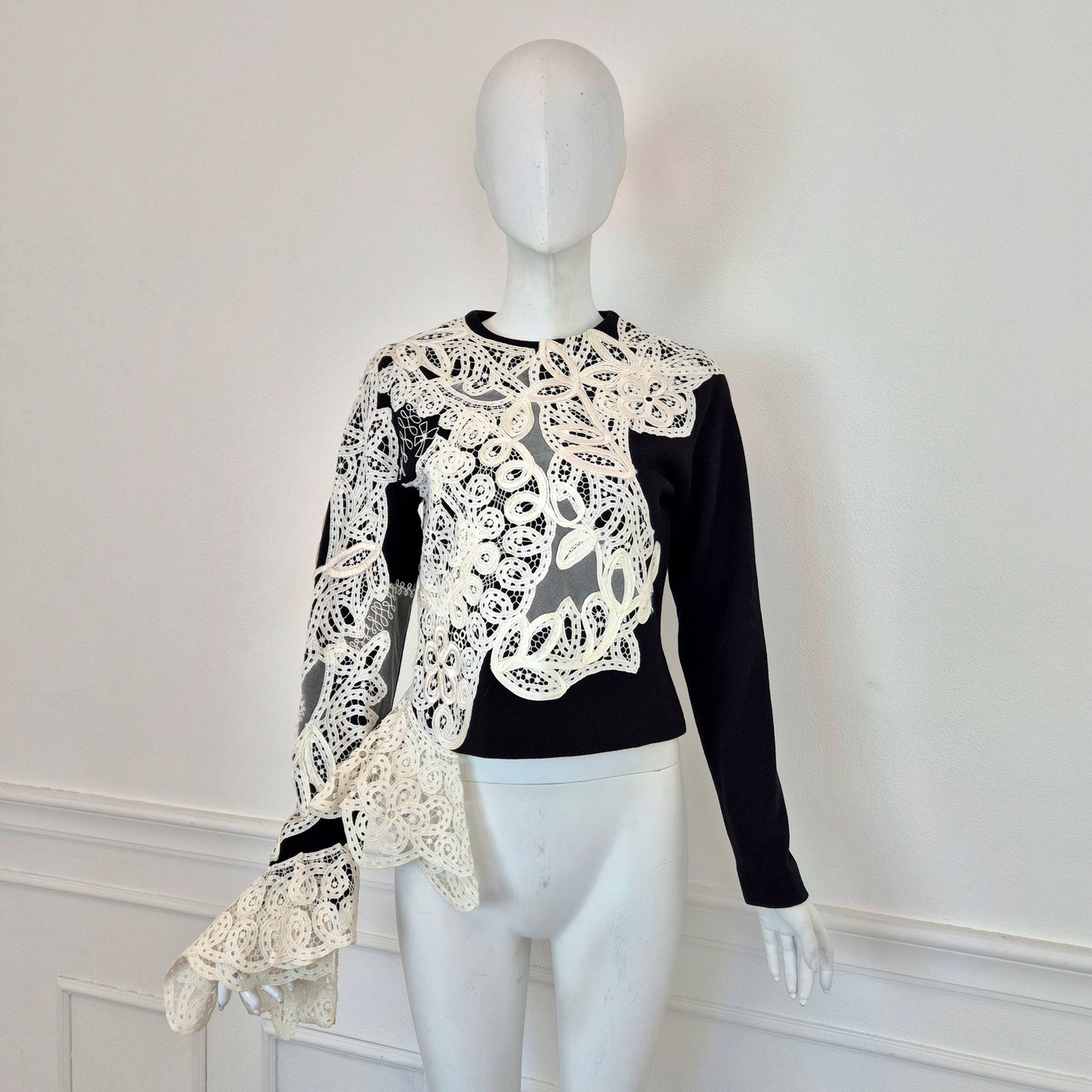 Gianfranco Ferré | Top in lana con inserti in pizzo fw 1988