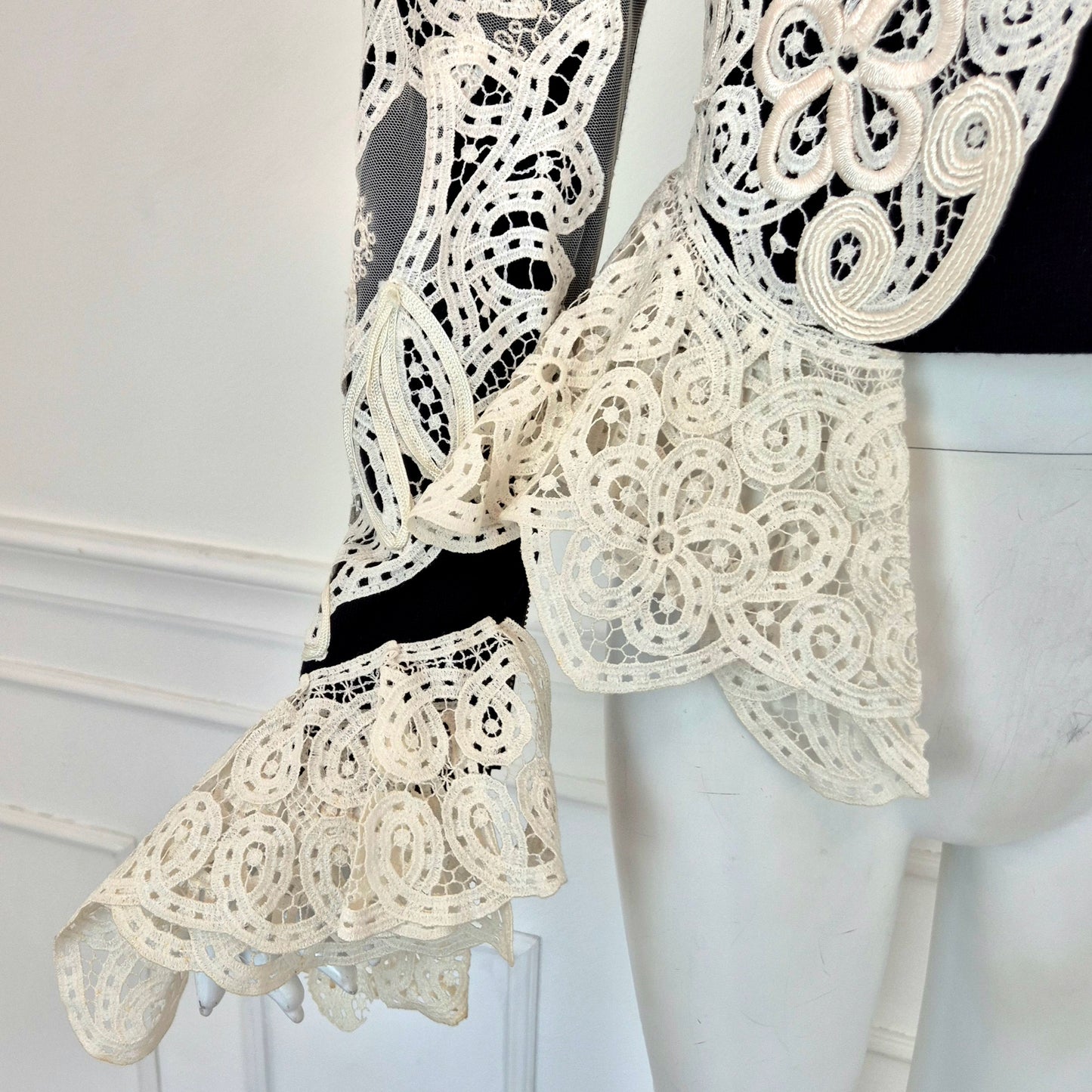 Gianfranco Ferré | Top in lana con inserti in pizzo fw 1988