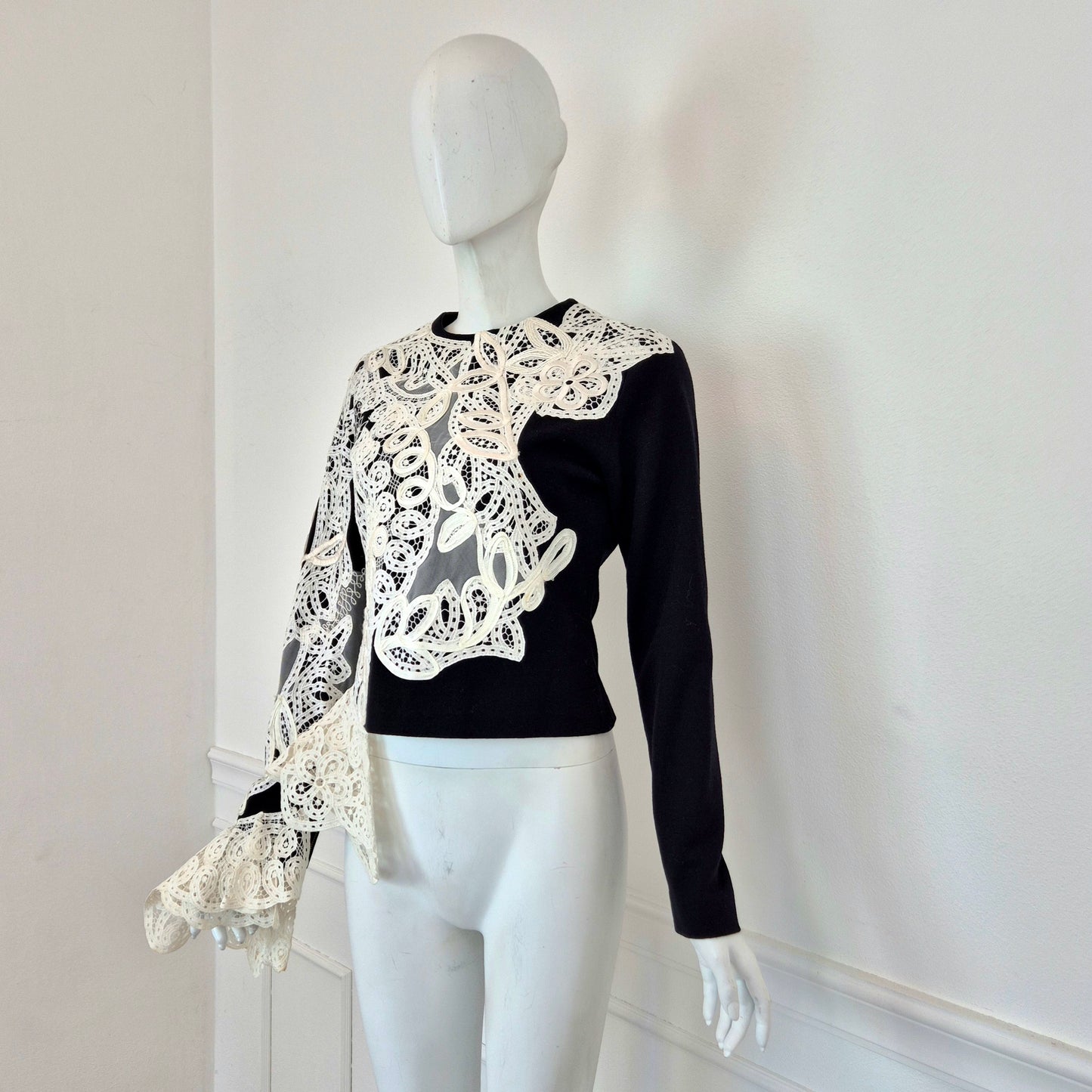 Gianfranco Ferré | Top in lana con inserti in pizzo fw 1988