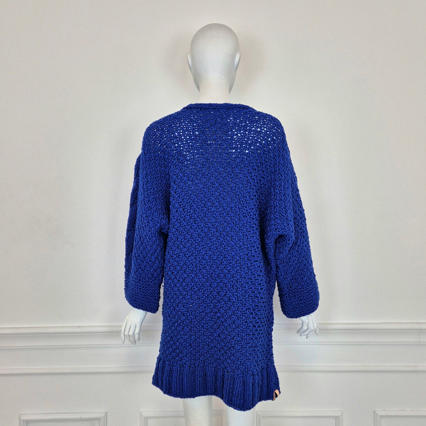 Maxi maglione / abito handmade maglia blu