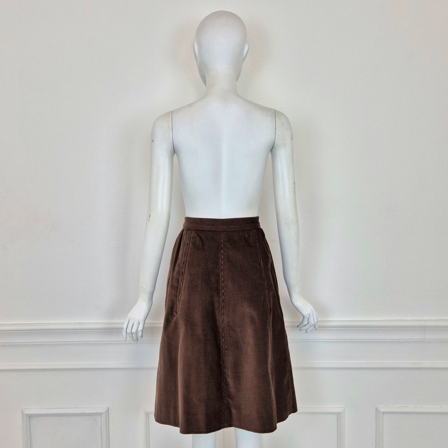 Courrēges | Gonna vintage velluto a righe marrone