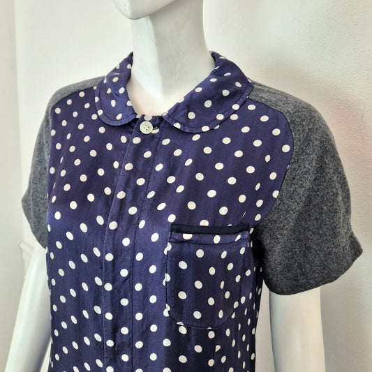 Comme des Garçons | Abito blu pois con maniche in lana