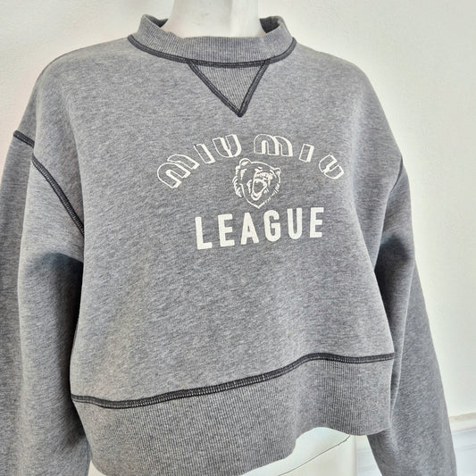 Miu Miu | Felpa grigia cropped "League"