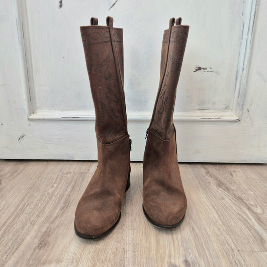 Marina Rinaldi | Stivali camperos in pelle scamosciata marrone