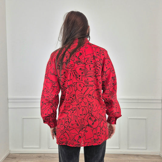 Jc de Castelbajac Ko and Co | Camicia rossa stampa facce