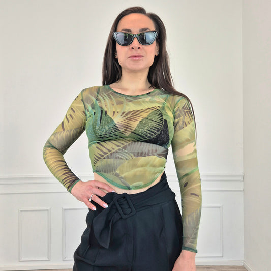 Gianfranco Ferrè | Maglia aderente stampa foglie