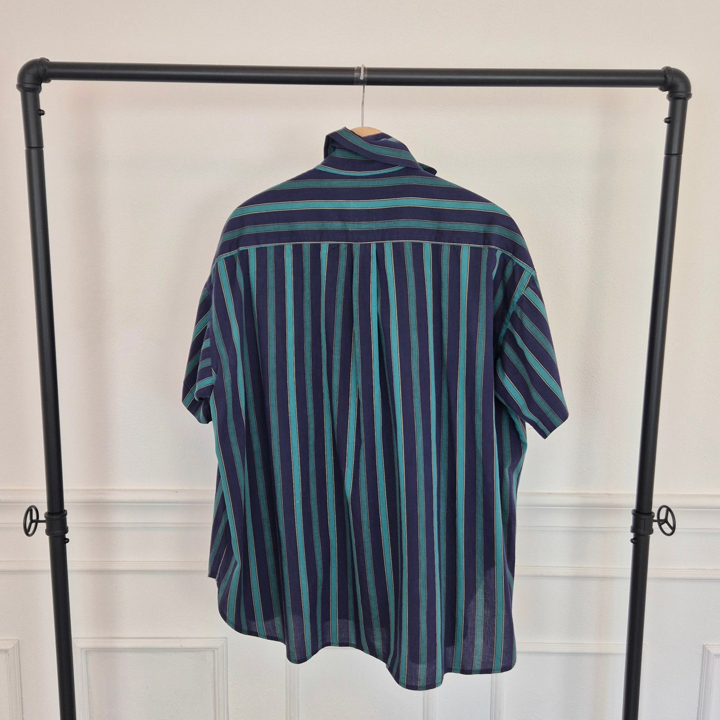 Romeo Gigli | Camicia oversize con fiocco righe verdi blu