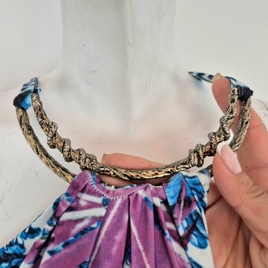 Roberto Cavalli | Abito con collare in metallo 2014