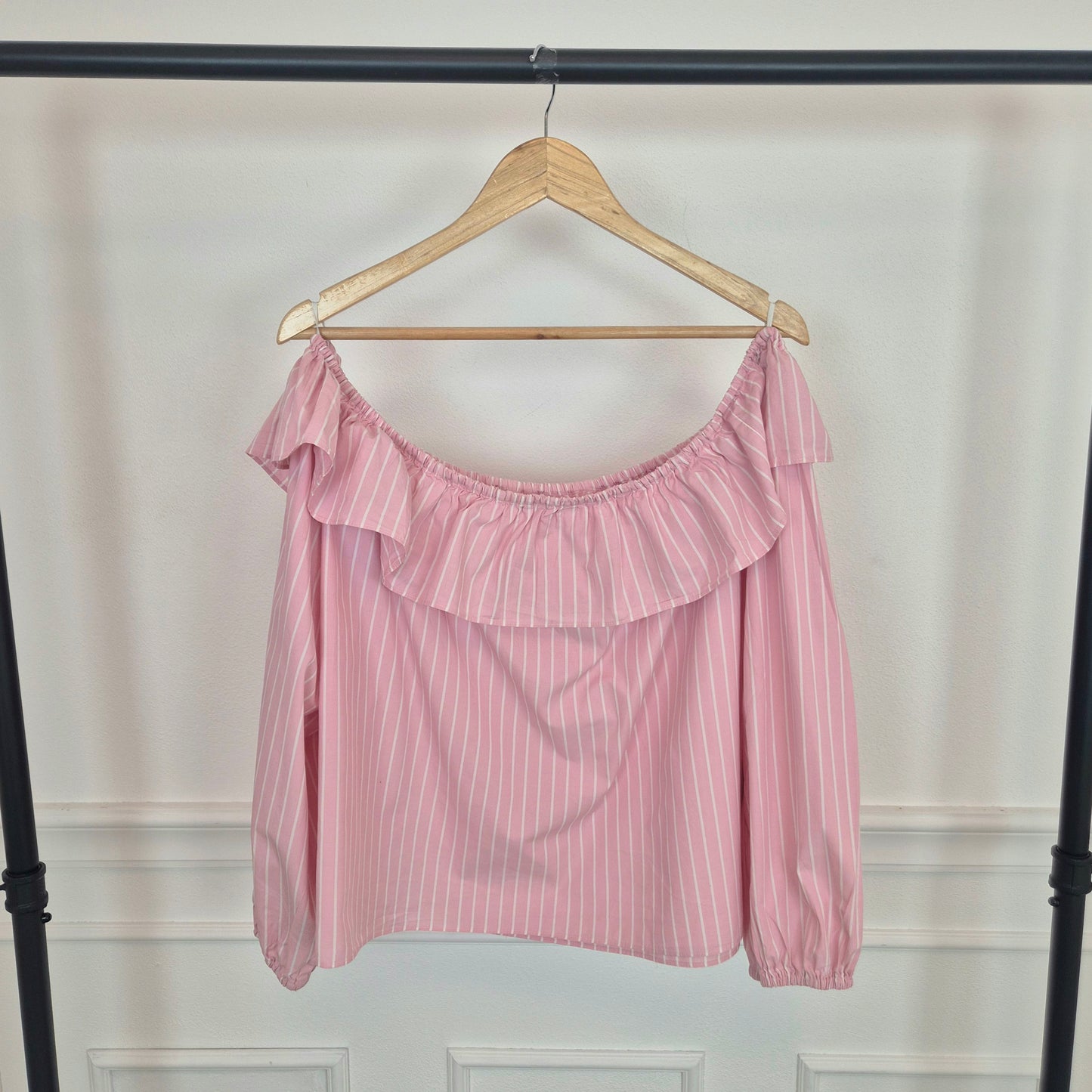 Miu Miu | Camicia rosa righe bianche
