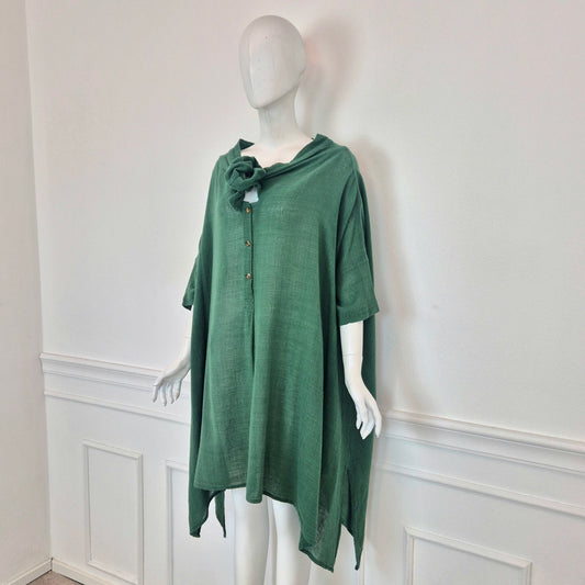 Romeo Gigli | Abito verde oversize cotone garzato