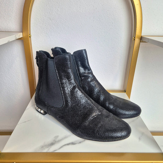 Miu Miu | Chelsea Boots pelle nera cracklè