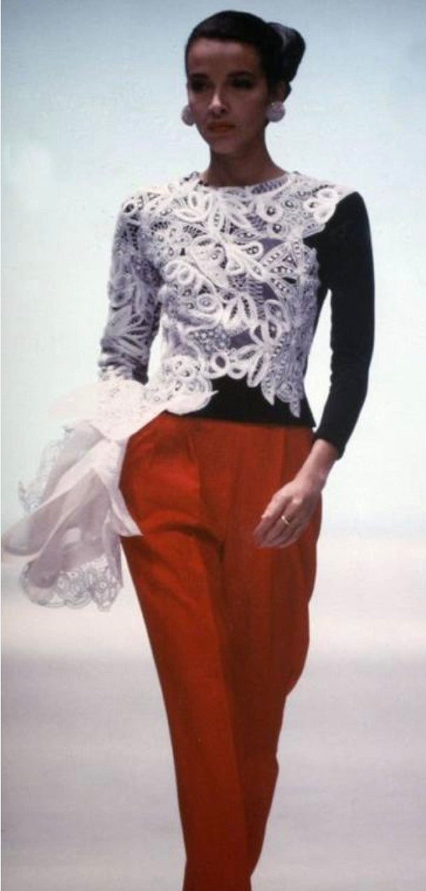 Gianfranco Ferré | Top in lana con inserti in pizzo fw 1988