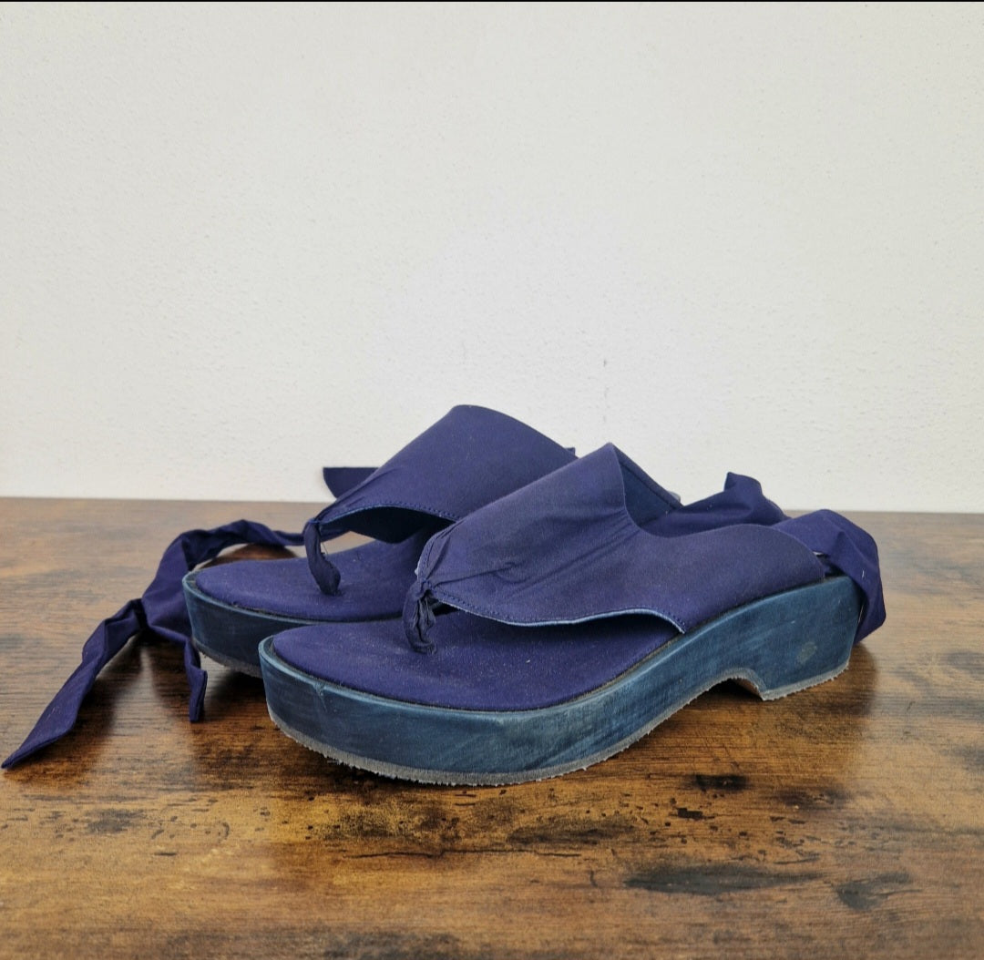 Romeo Gigli | Sandali infradito tessuto e legno