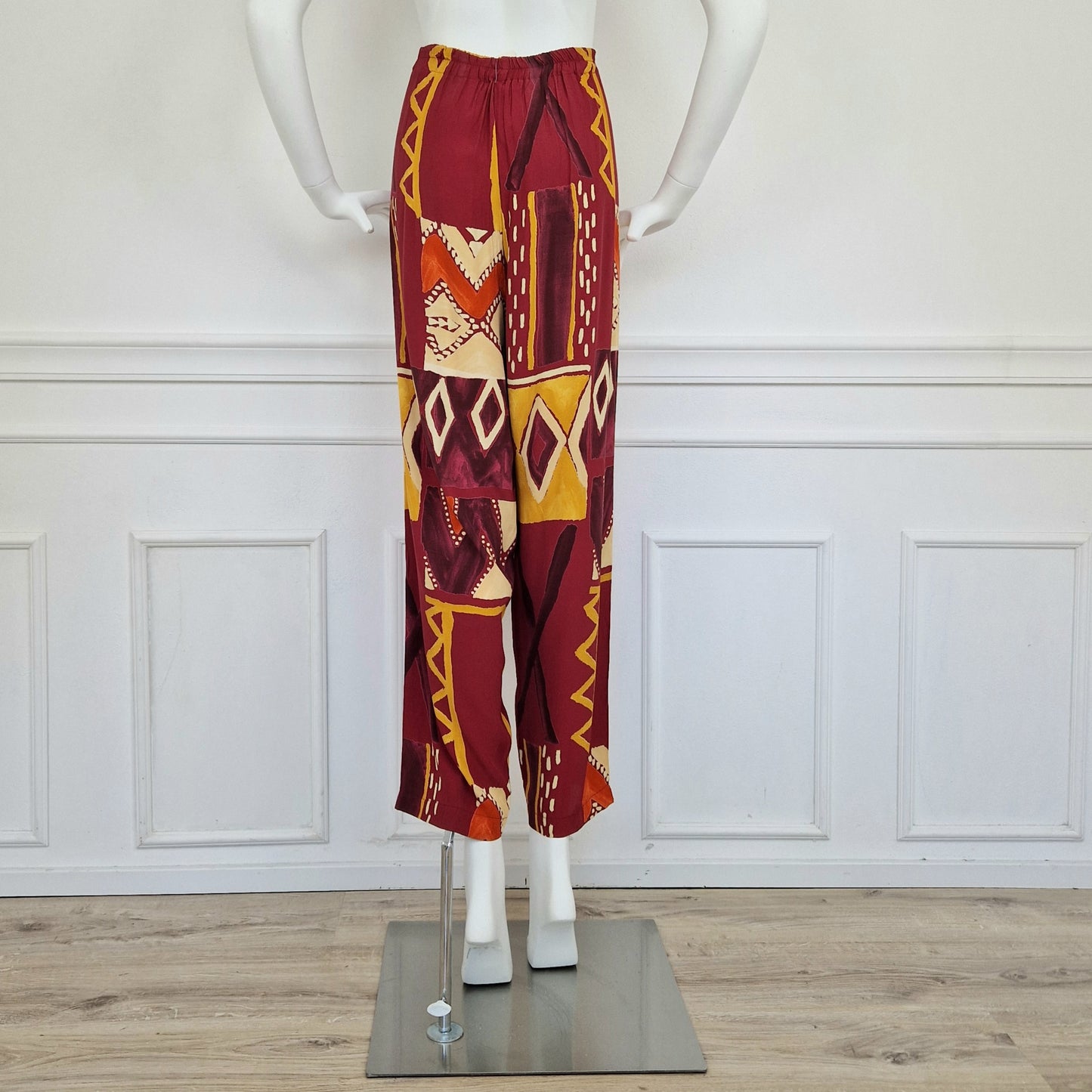 Pantaloni anni '90 rossi fantasia