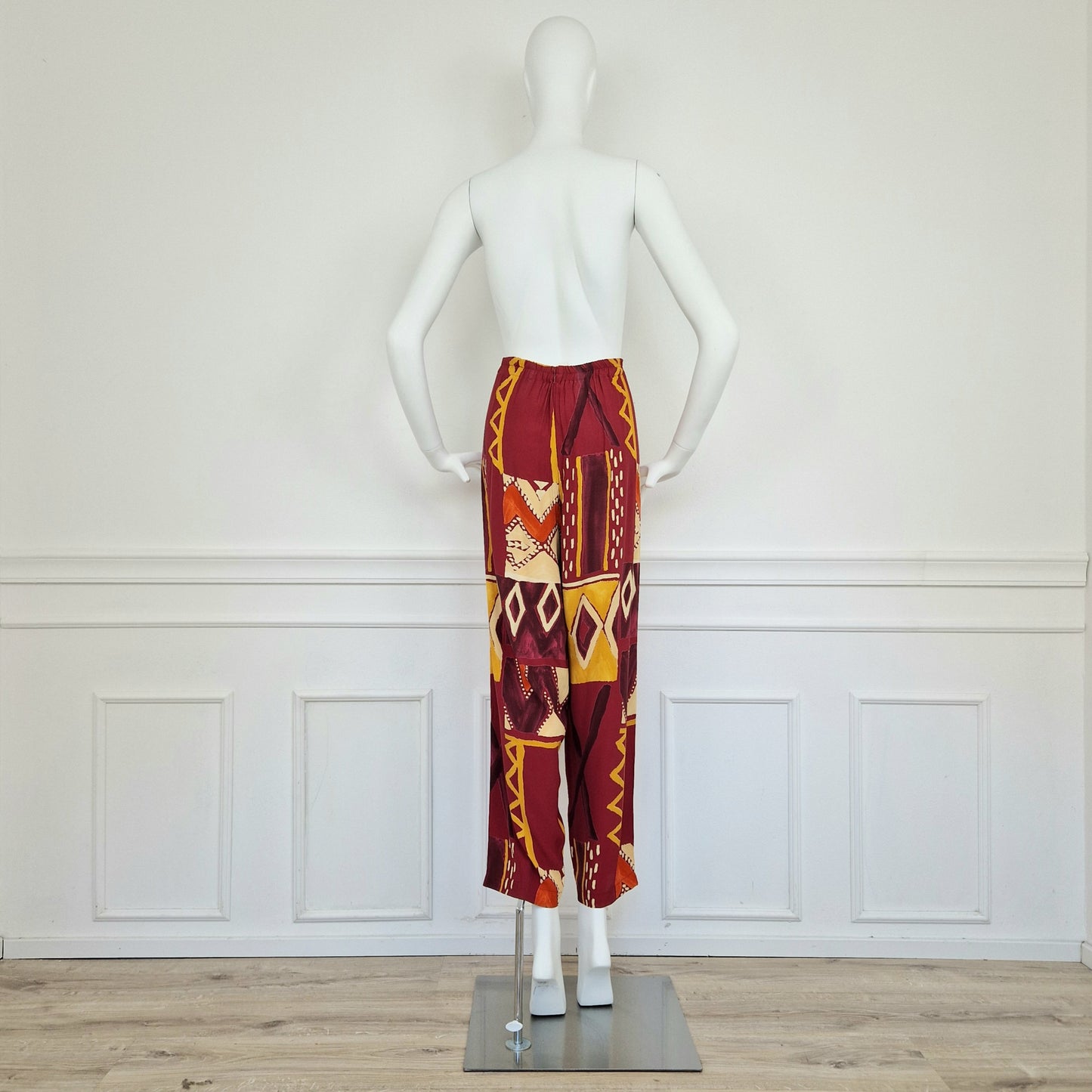 Pantaloni anni '90 rossi fantasia