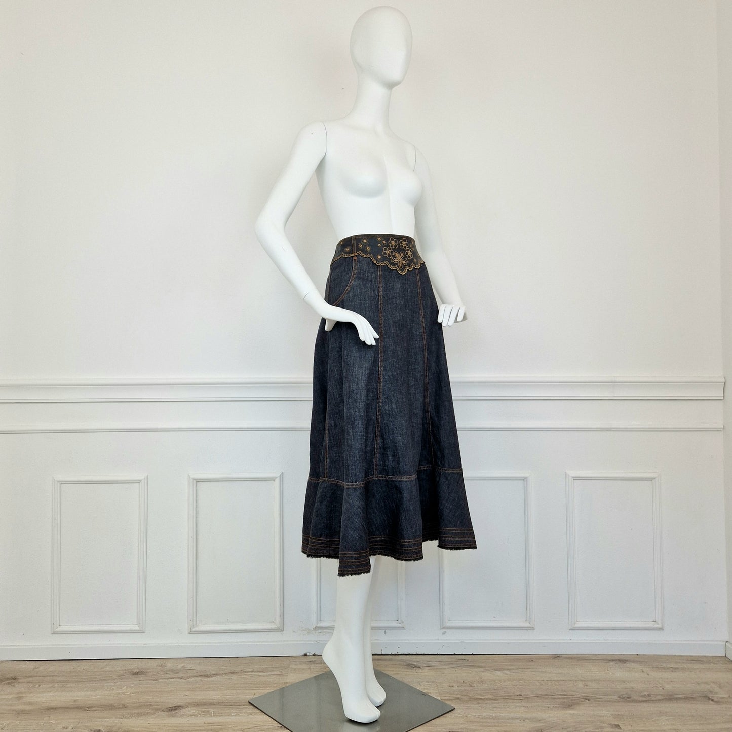 Gonna Kenzo jeans e pelle