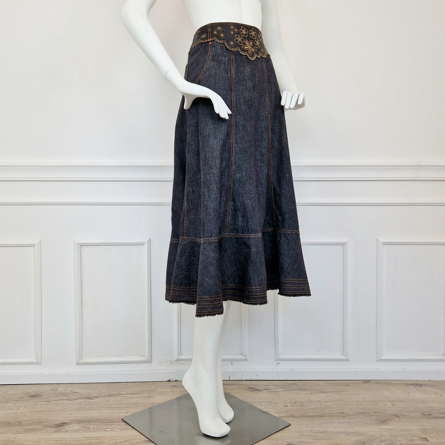 Gonna Kenzo jeans e pelle
