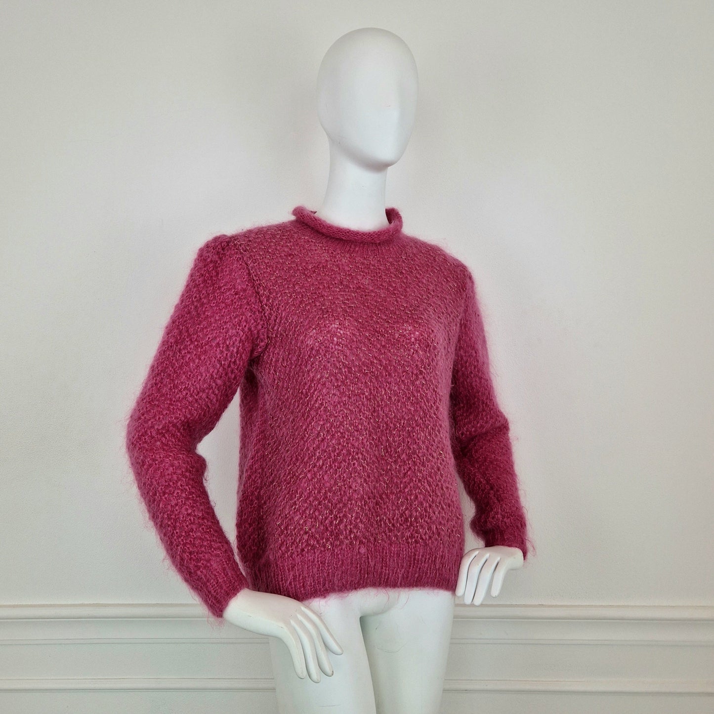 Maglione rosa con lurex dorato