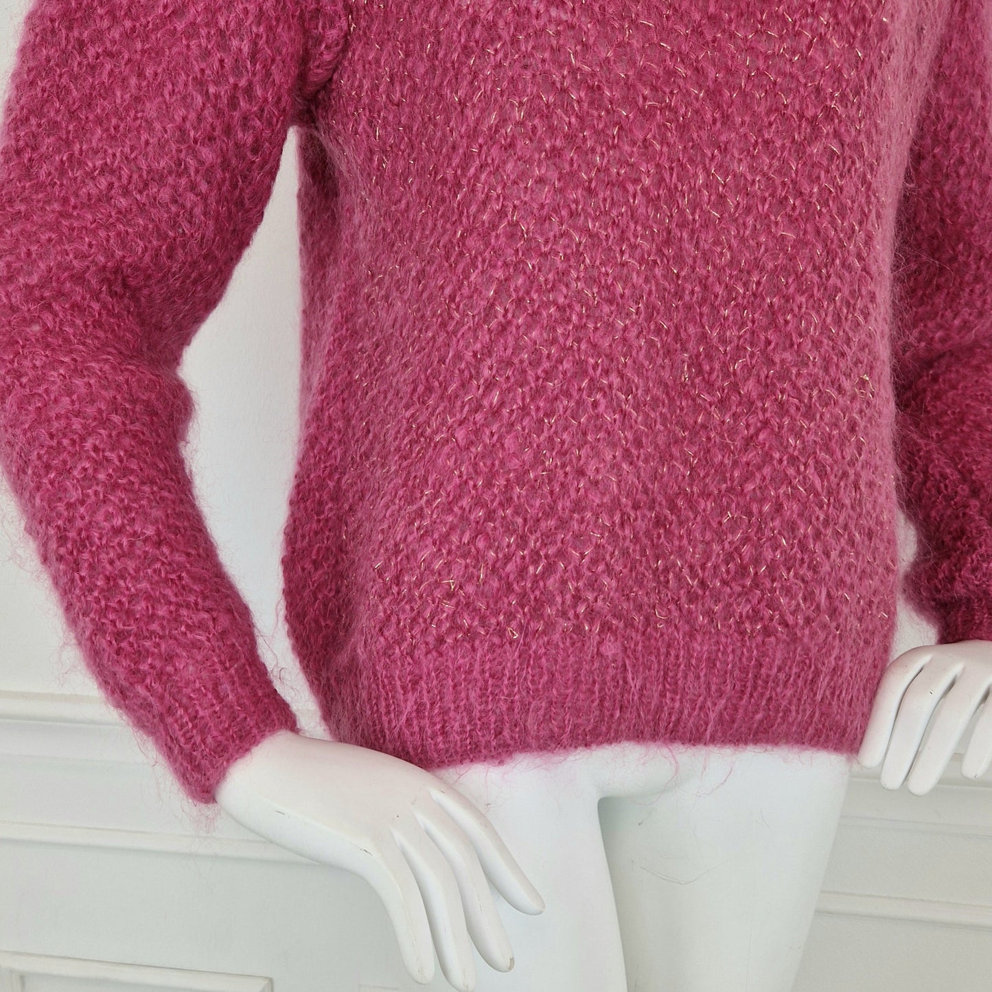 Maglione rosa con lurex dorato
