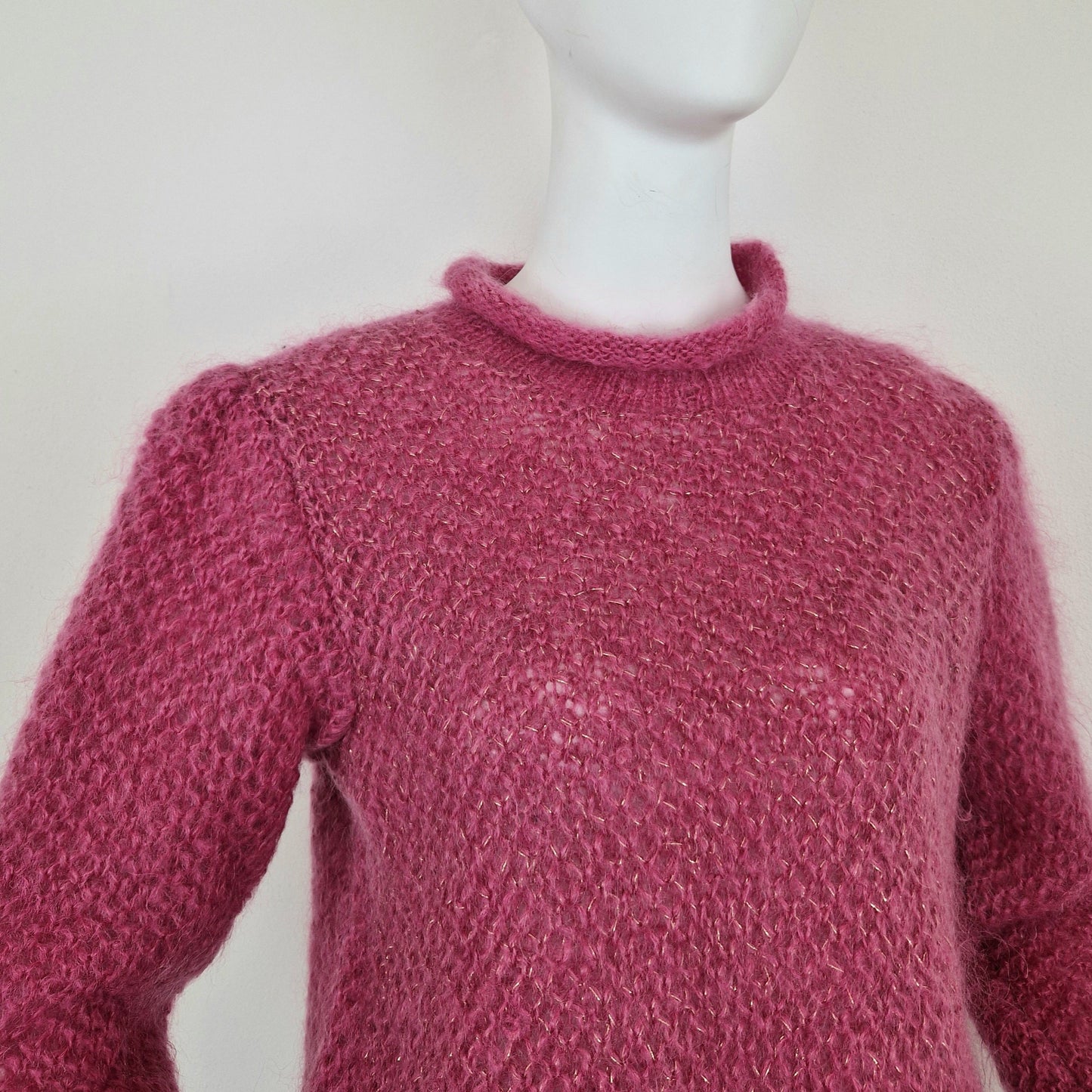 Maglione rosa con lurex dorato