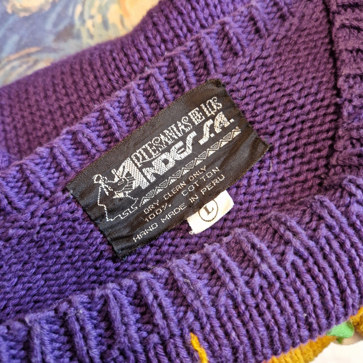 Maglione viola handmade in Perú